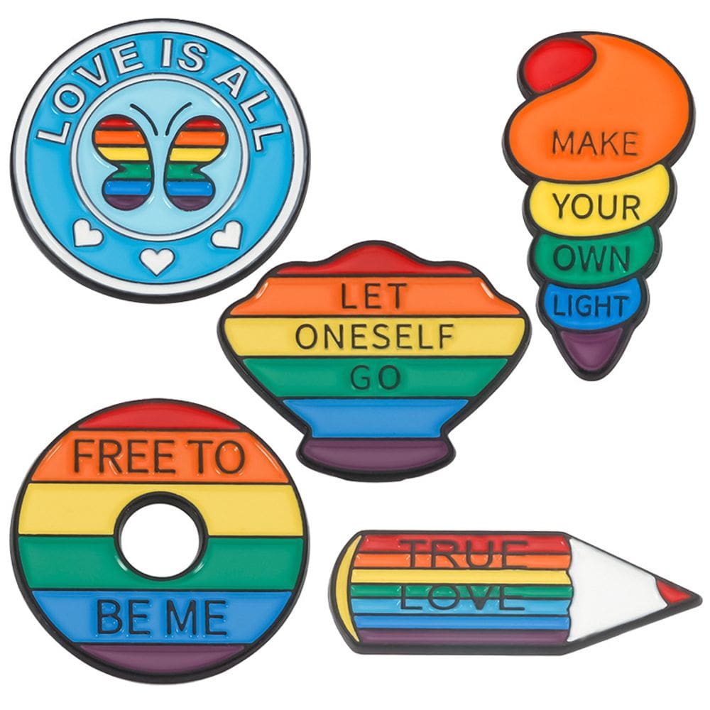 Conjunto de 5 broches de arco-íris, alfinetes de blusa, distintivo de lapela