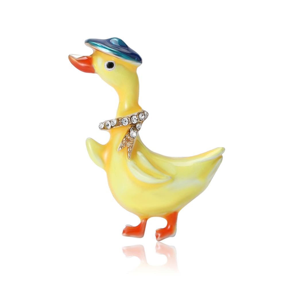 Broche, fofo, pato amarelo, esmalte, alfinetes, strass, feminino