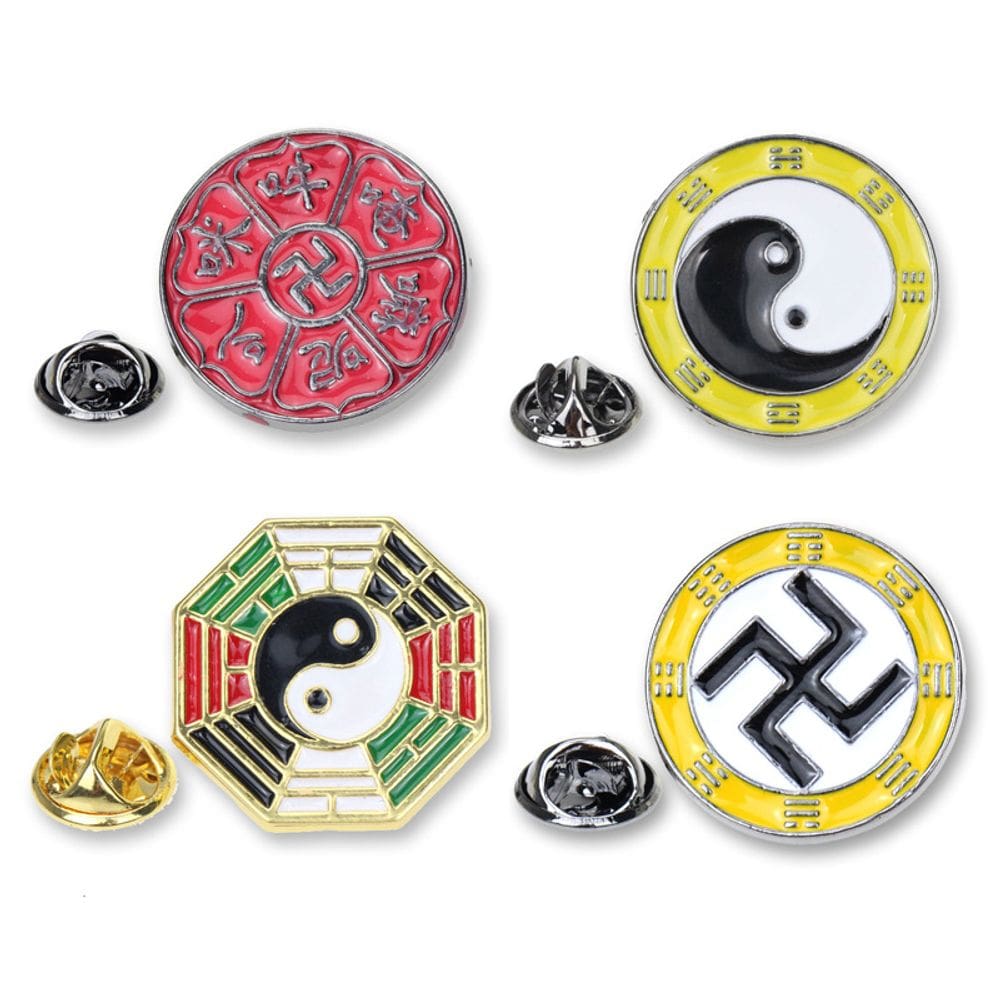 Conjunto de alfinetes de broche Yin Yang Tai Chi Alloy 4 peças Bagua Chinese