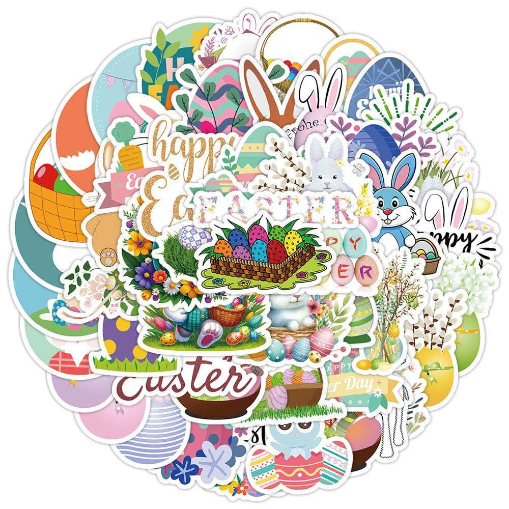Pacote de adesivos de ovo de Páscoa, 100 unidades, pacote de vinil colorido de desenho animado