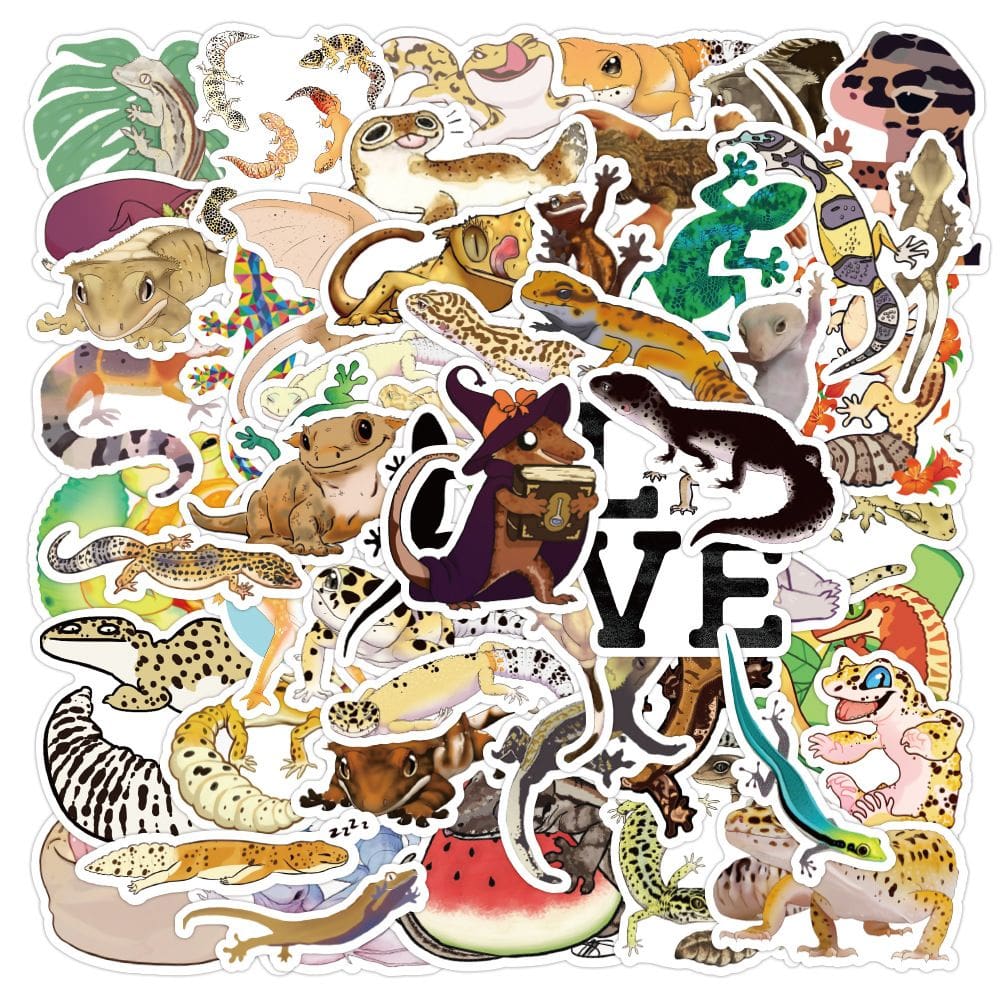 Pacote de adesivos Reptile Cartoon Lizard Gecko Chameleon x50