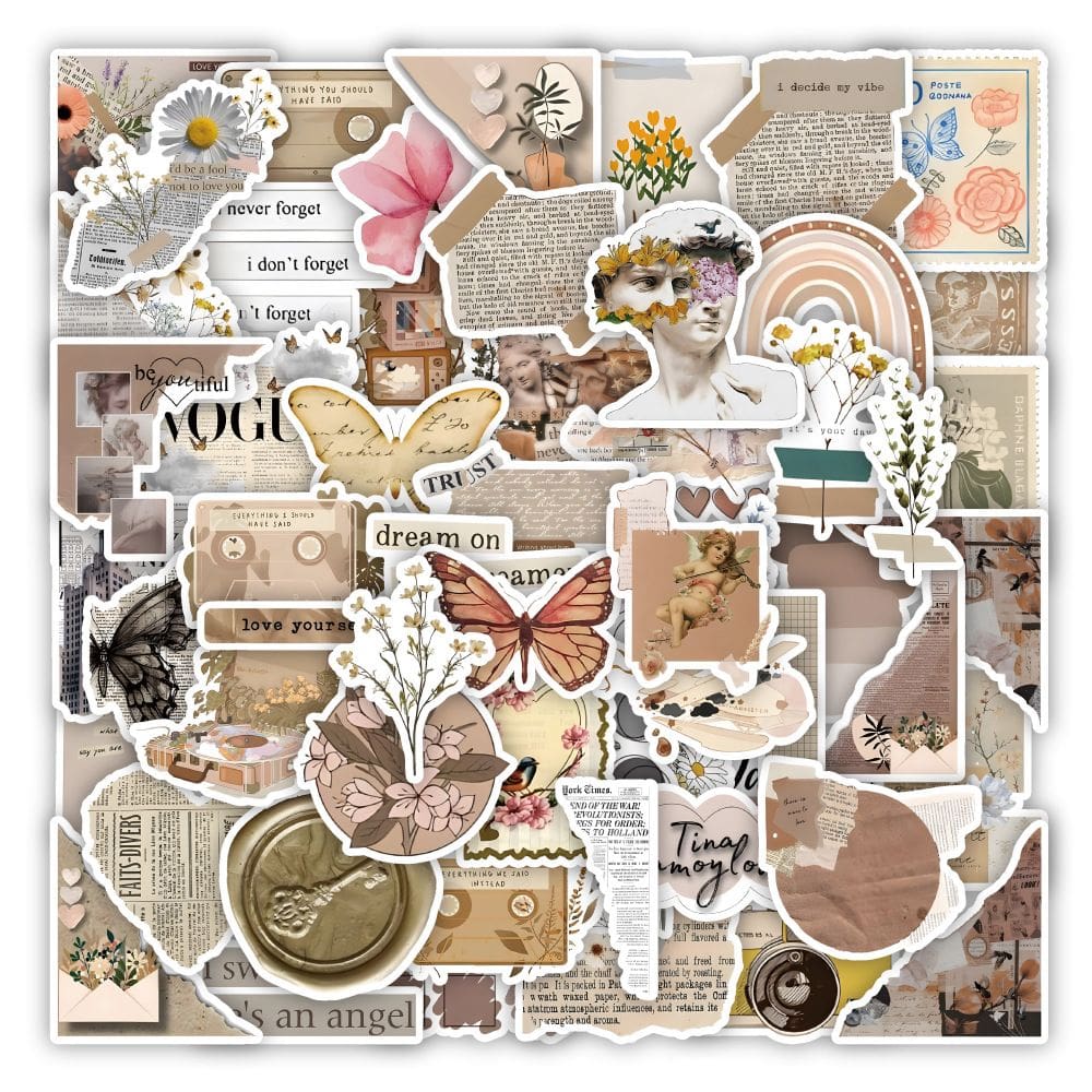 Pacote de adesivos Retro English Quote Vintage, 50 unidades à prova d`água