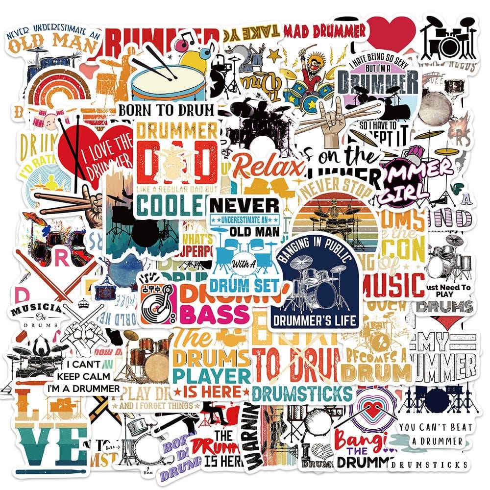 Adesivos de vinil com tema I Love Music, 50 unidades