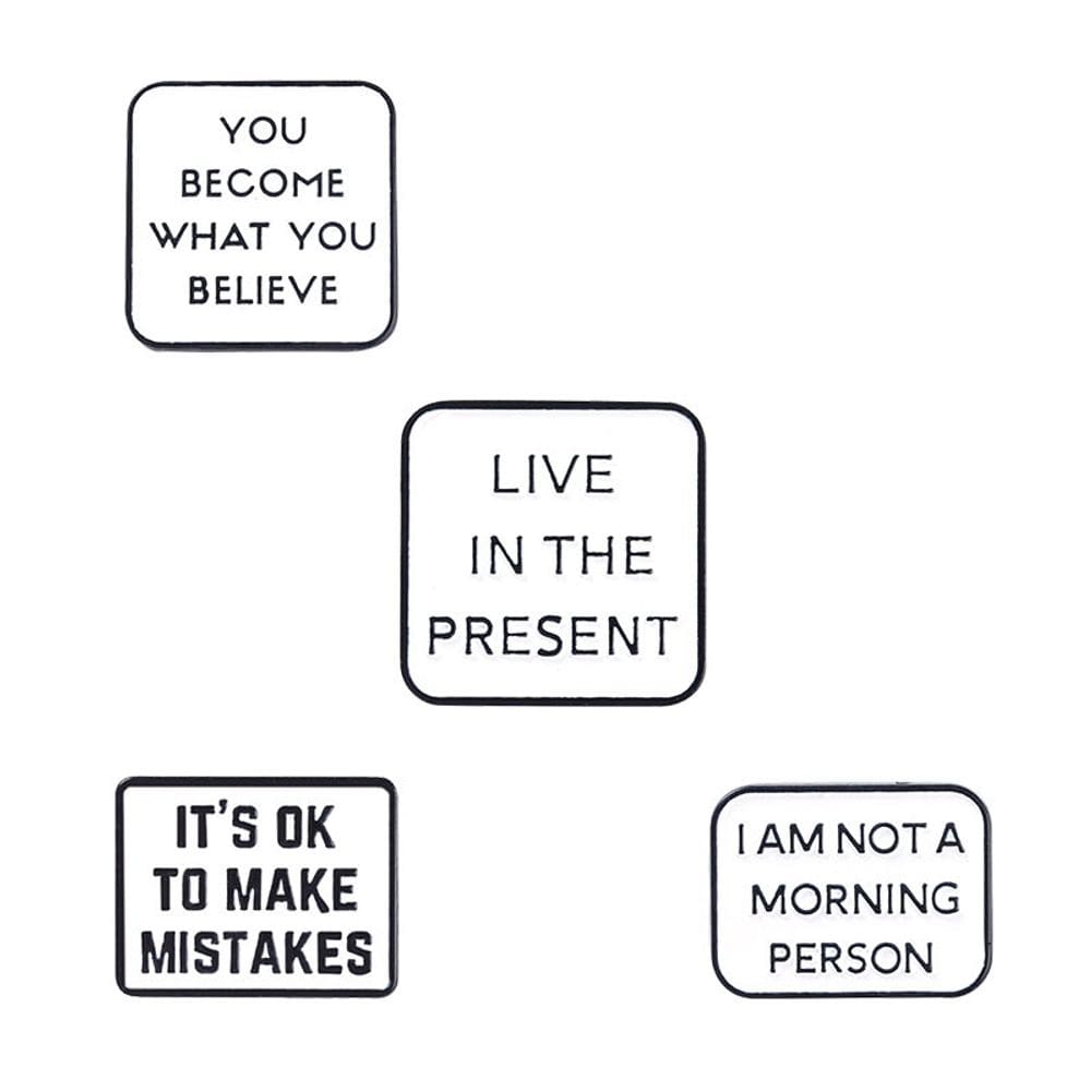 Conjunto de broches Inspirational Quote Minimalist Lettering Alloy
