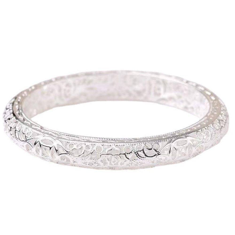 Pulseira vintage chinesa em cuproníquel banhado a prata em estilo palácio