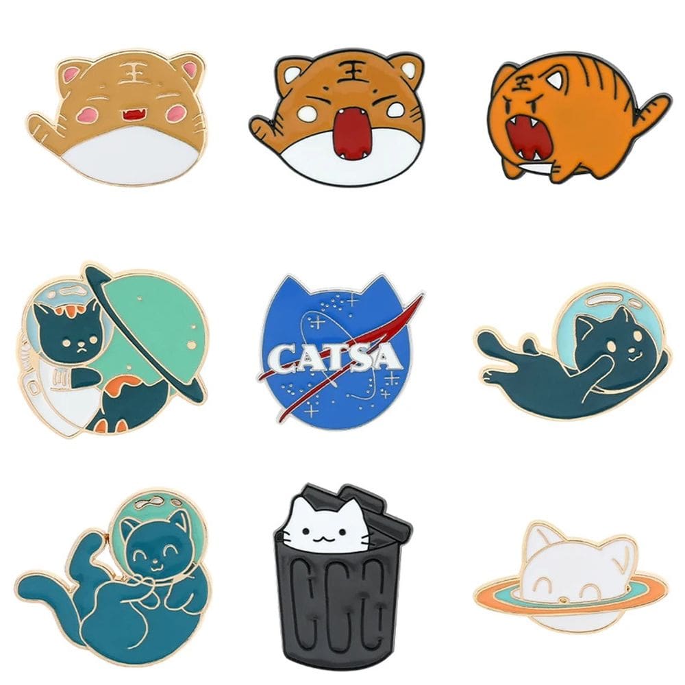 Conjunto de broches Cute Cartoon Cat Creative Alloy Blouse