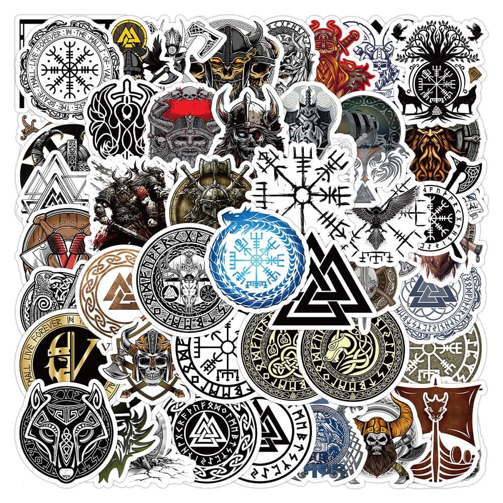Pacote de adesivos Viking Norse Pirate Symbols, 50 unidades à prova d`água