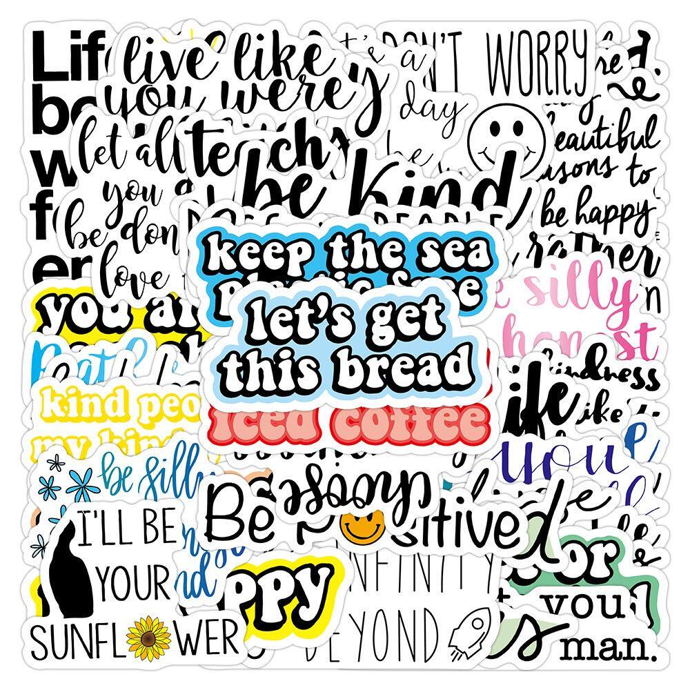 Pacote de adesivos Holographic Quote, 100 unidades Cute Aesthetic Vin