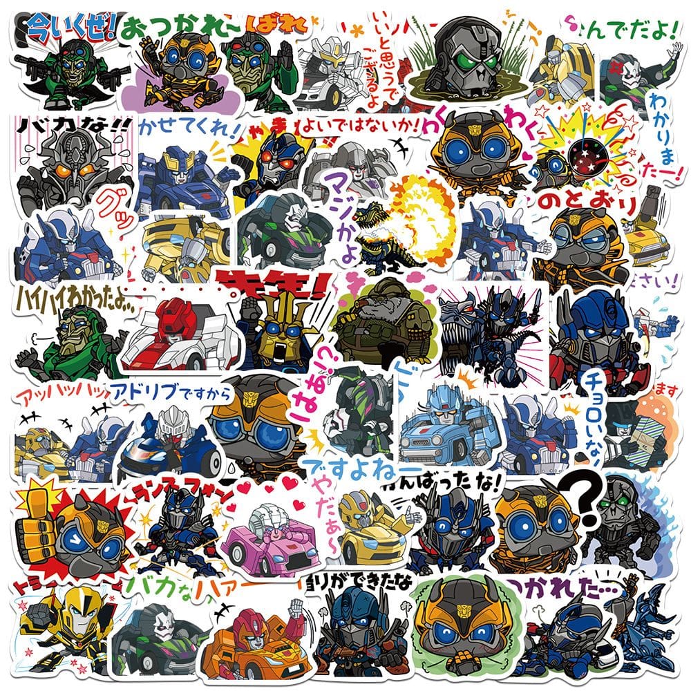 Pacote de adesivos Japanese Cartoon Robot, 50 unidades, estilo Chibi