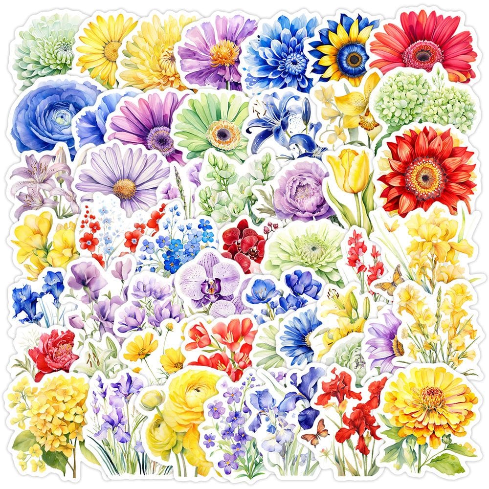 Pacote de adesivos Daisy Theme à prova d`água, 50 unidades para projetos de bricolage