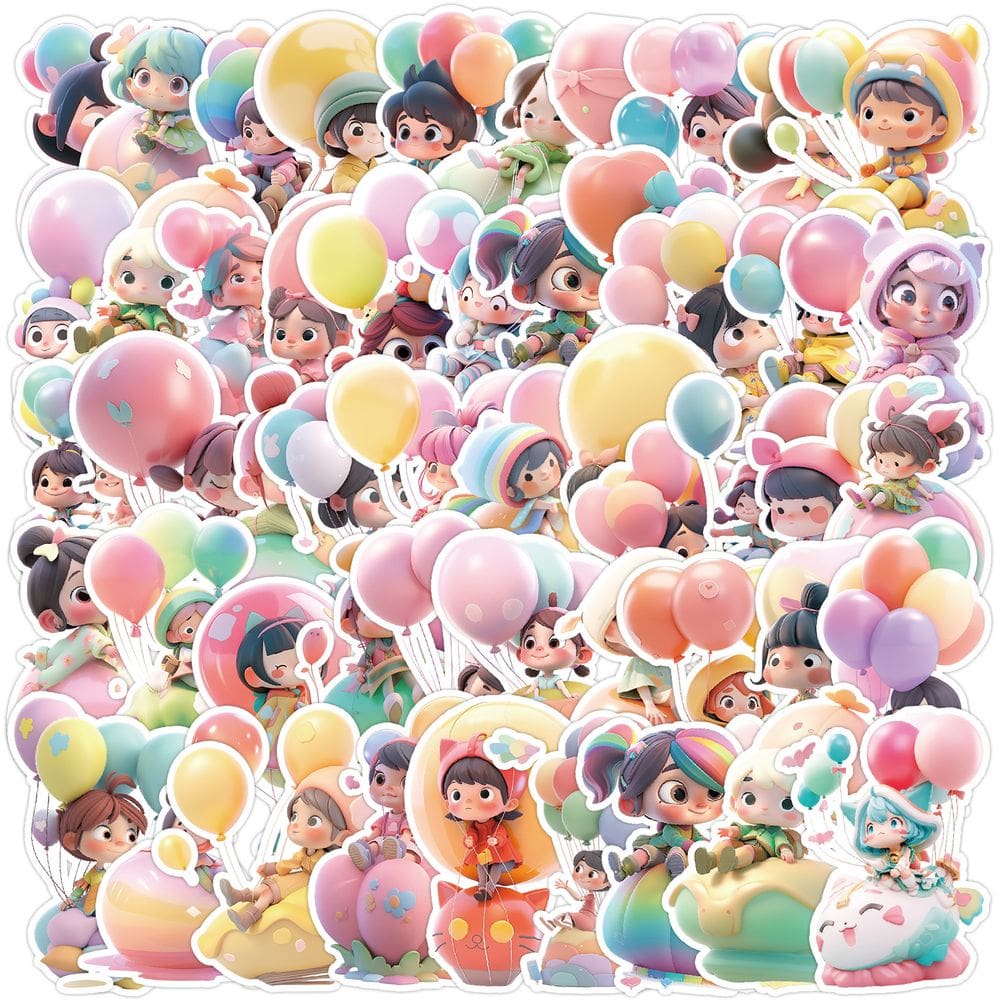 Adesivos, balão de Natal, 50 unidades, lindos balões de desenho animado, PVC