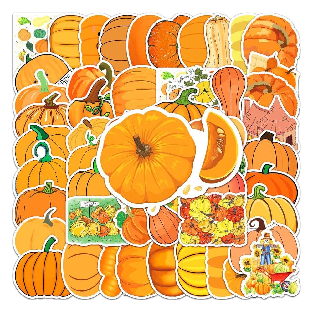Adesivos Pumpkin, 50 peças, decalques de vinil para laptop, à prova d`água