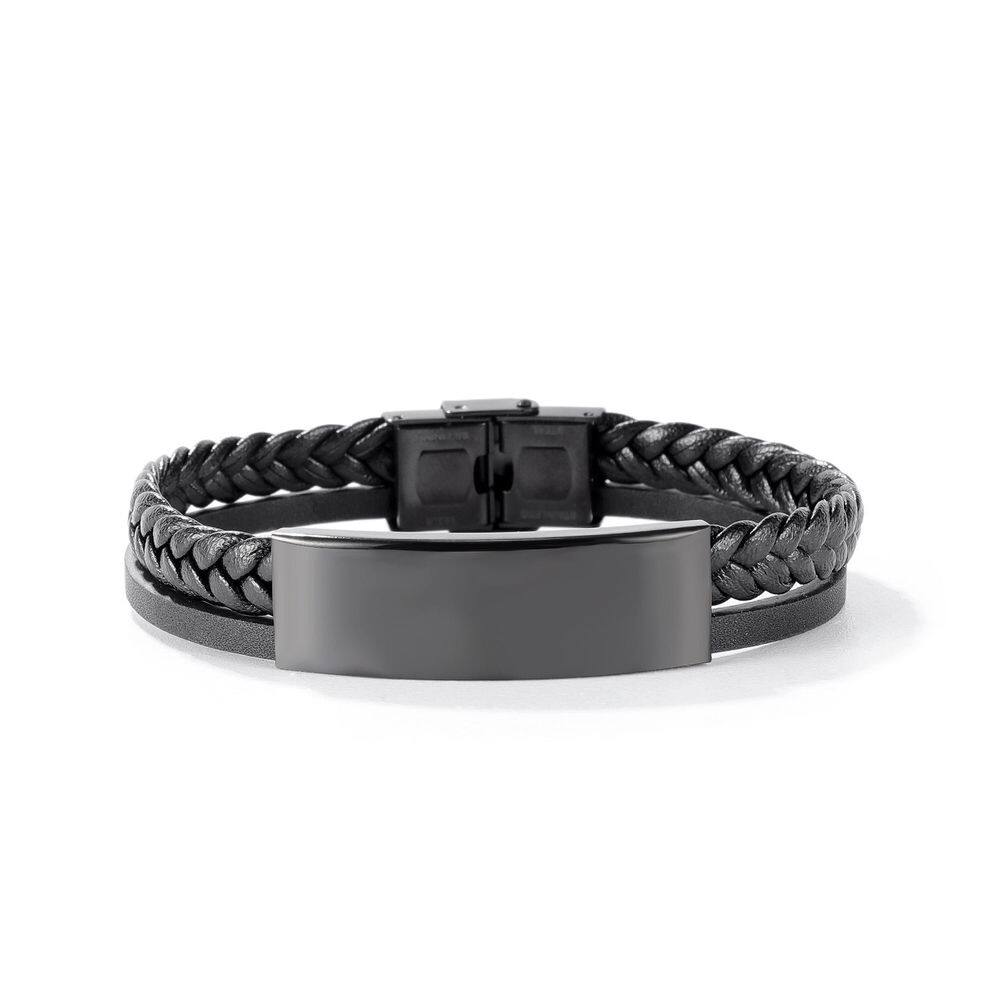Pulseira preta minimalista para homens, pulseira de couro PU trançado