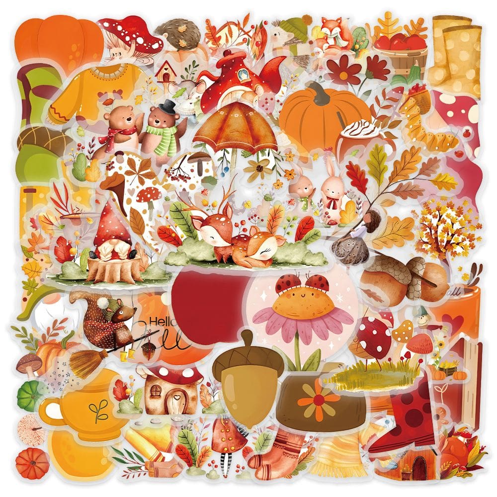 Pacote de adesivos de Ação de Graças, 200 peças de abóbora turca de desenho animado