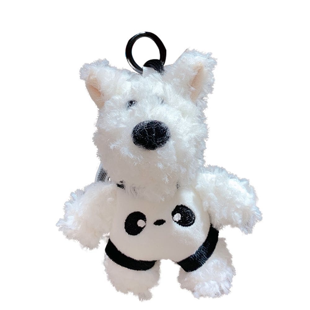 Chaveiro com design de desenho animado para cães de pelúcia West Highland Terrier