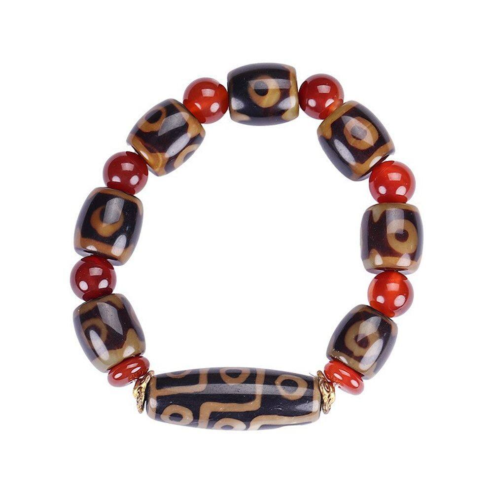 Pulseira natural de ágata tibetana Dzi Bead 12 mm unissex