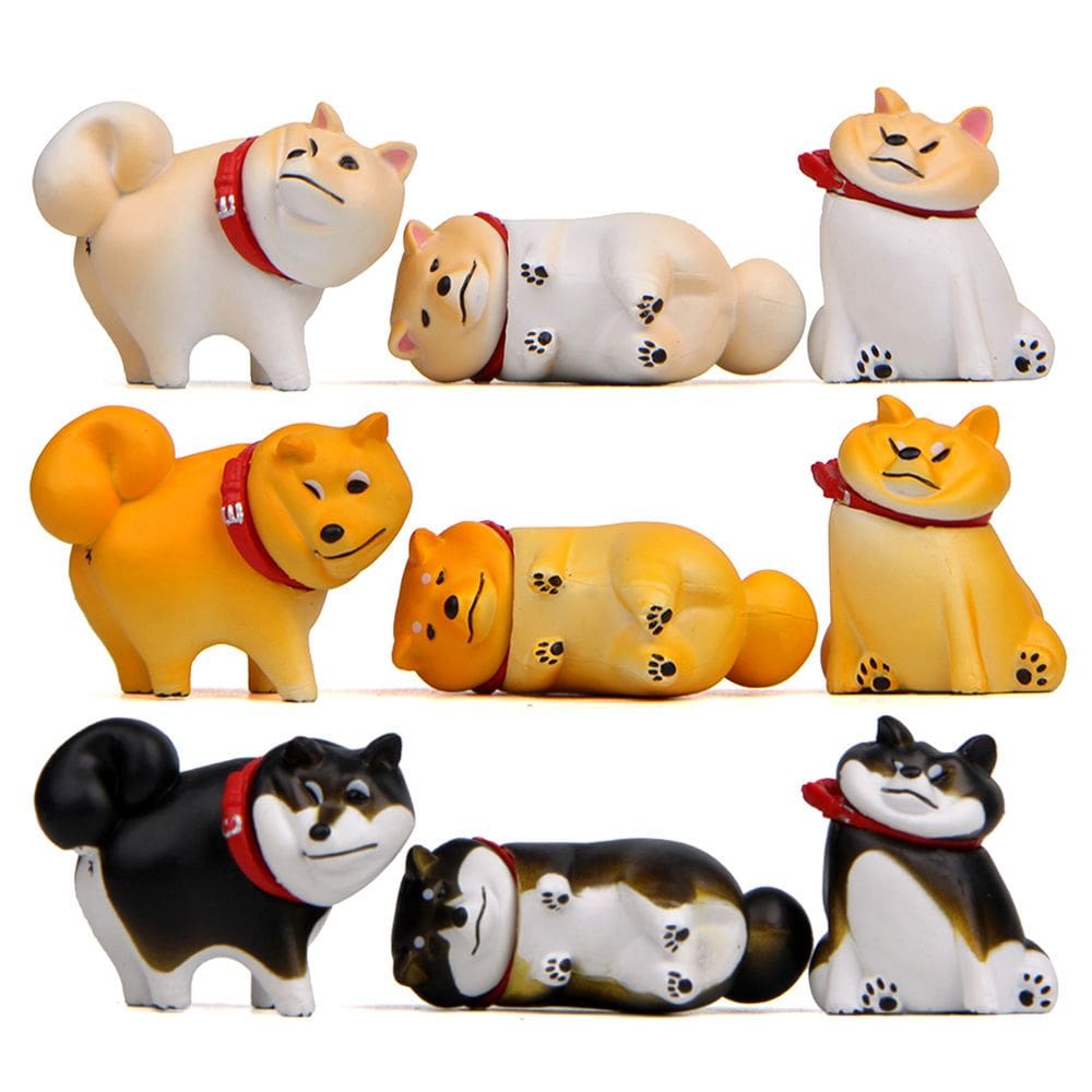 Conjunto de estatuetas Shiba Inu Dog Garden Decoration PVC 2 × 4,7 cm