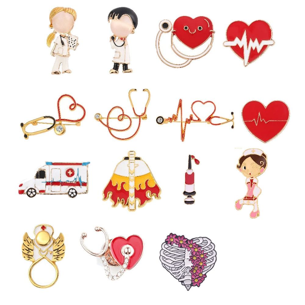 Conjunto de alfinetes de broche com tema médico, blusa esmaltada, alfinetes de liga
