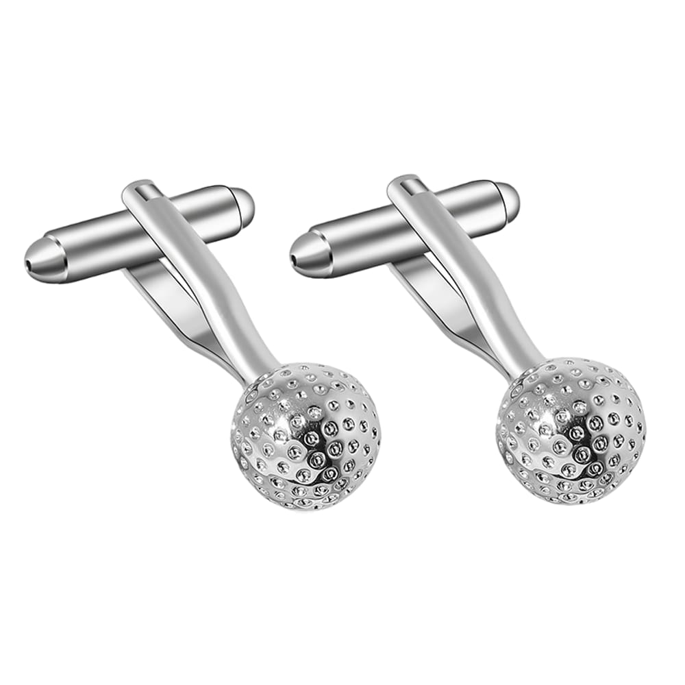 Bola de golfe criativa Cufflinks para homens banhada a prata
