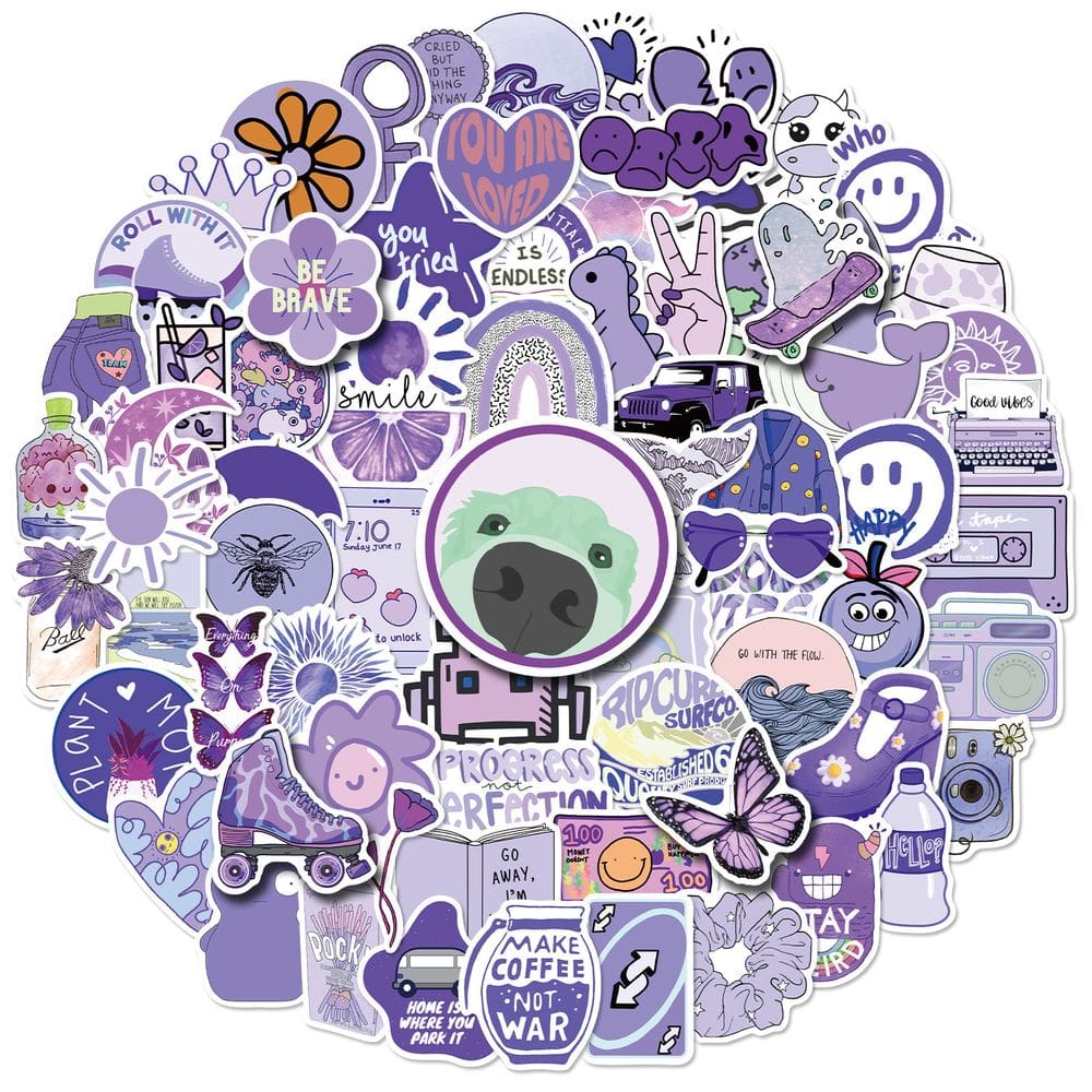 Pacote de adesivos Purple Aesthetic VSCO Style 100 unidades