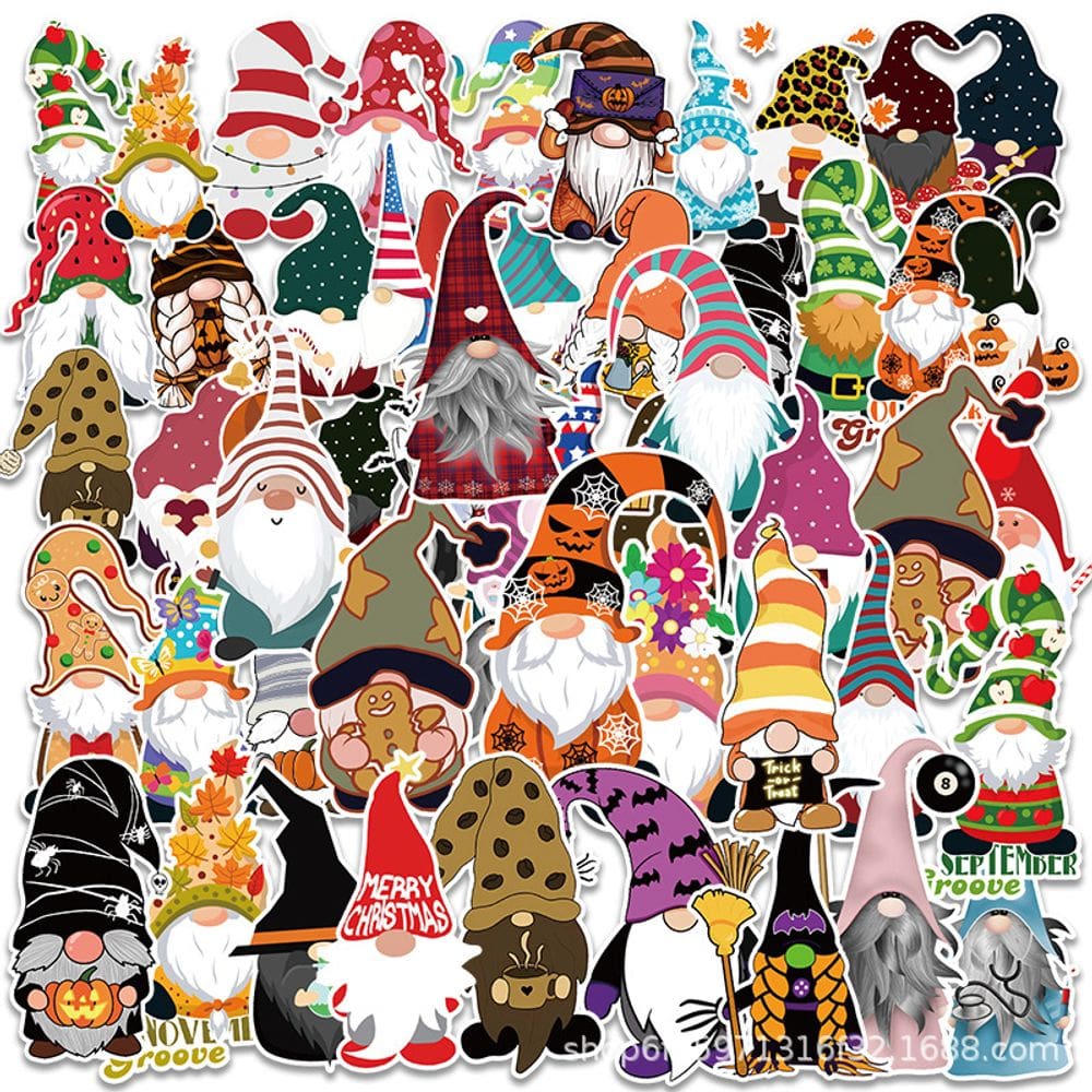 Pacote de adesivos Holiday Gnome 54 unidades de Natal e Halloween