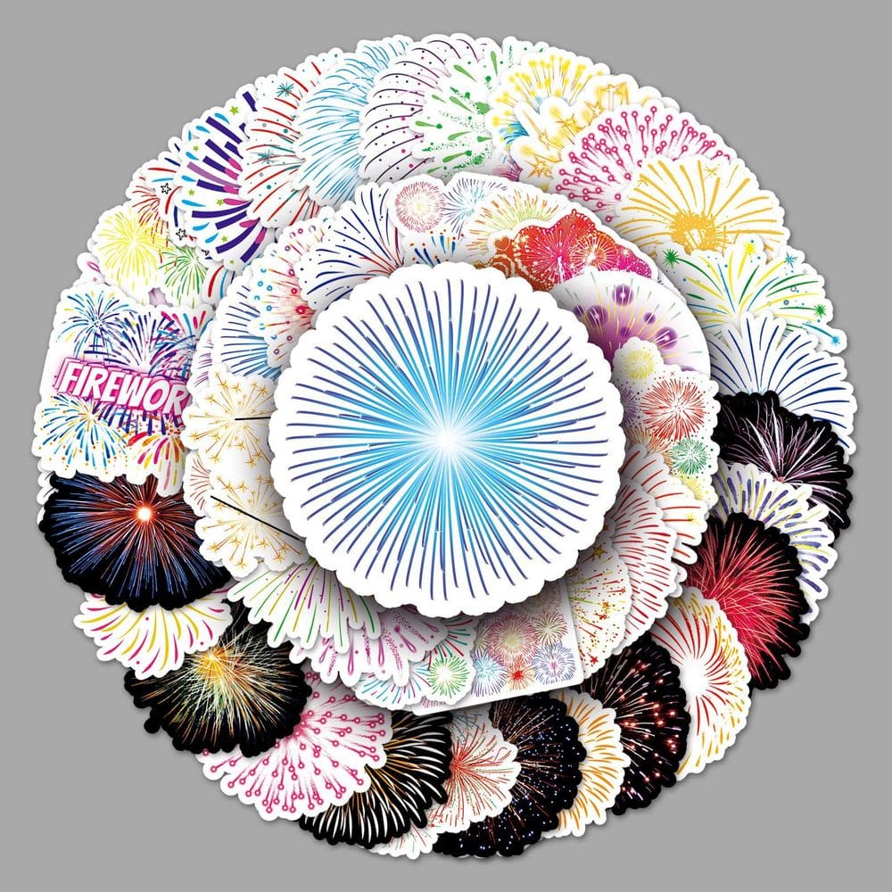 Adesivos Firework, 50 peças, decalques de vinil à prova d`água para bricolage