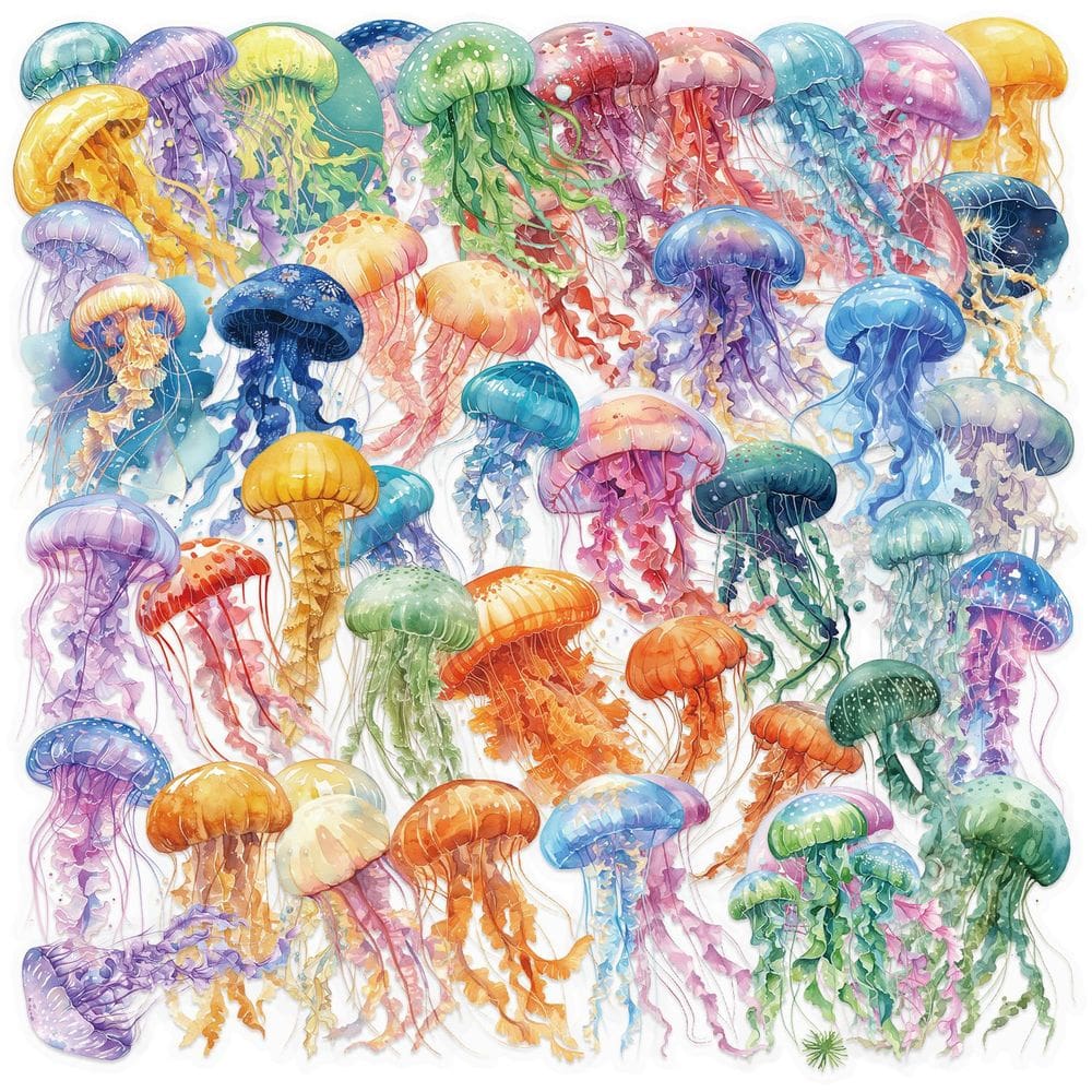 Adesivos Transparent Jellyfish Scrapbook Laptop x50