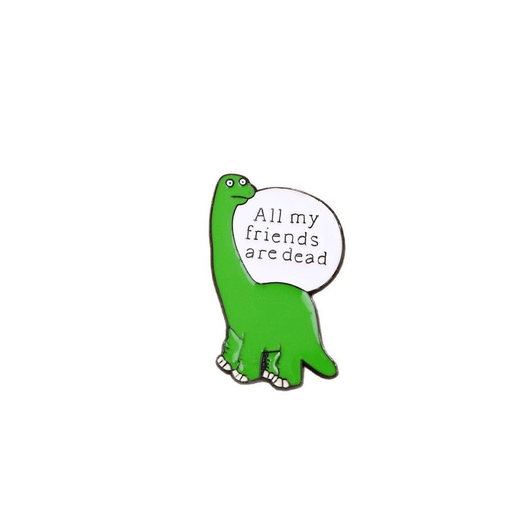 Broche Pin Funny Dinosaur Green Cartoon Dino Alloy