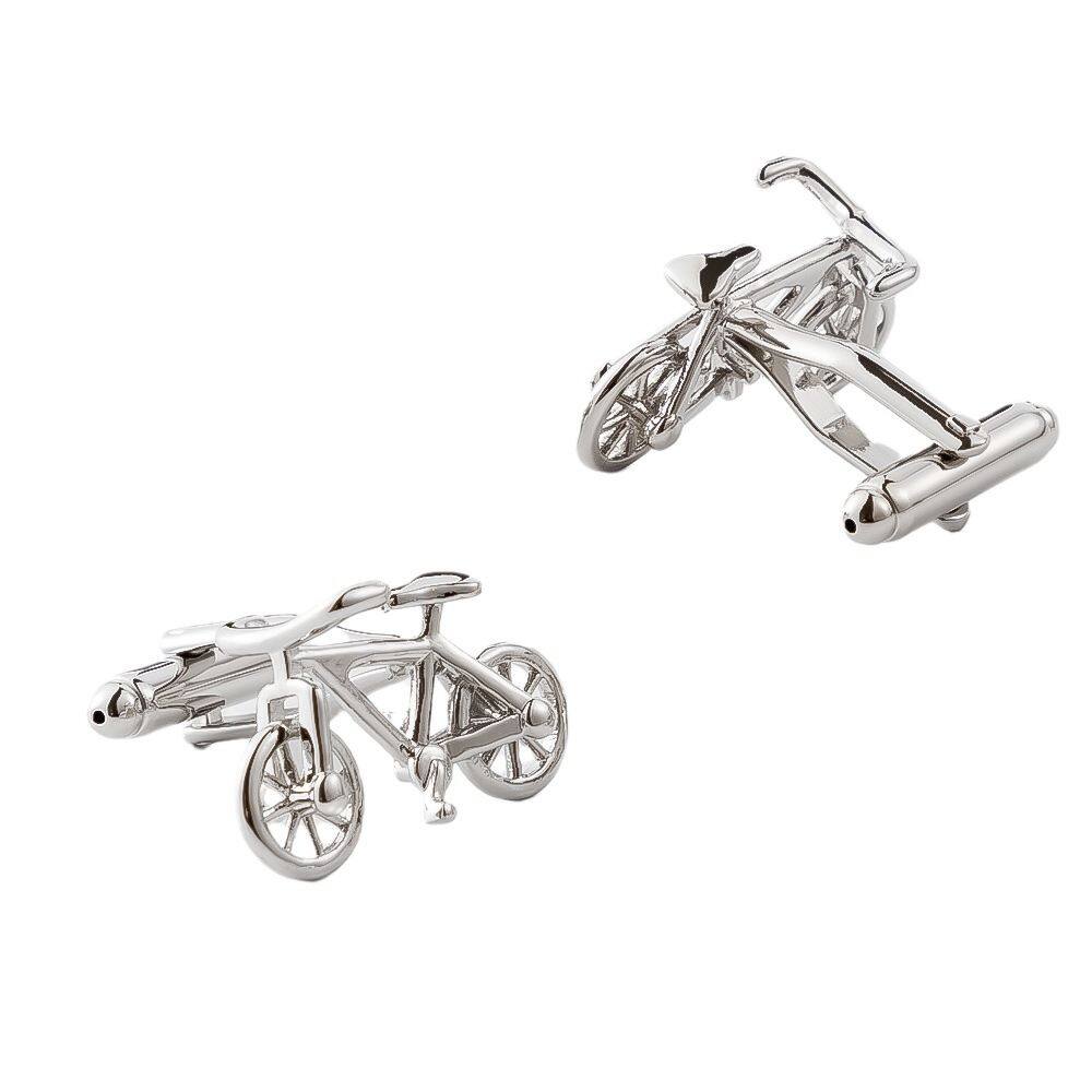 Bicicleta Cufflinks para homens em cobre prateado 25 mm x 15 mm