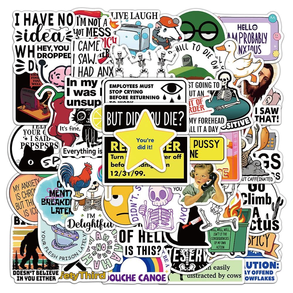 Pacote de adesivos de humor sarcástico, 50 unidades de citações engraçadas e sarcásticas