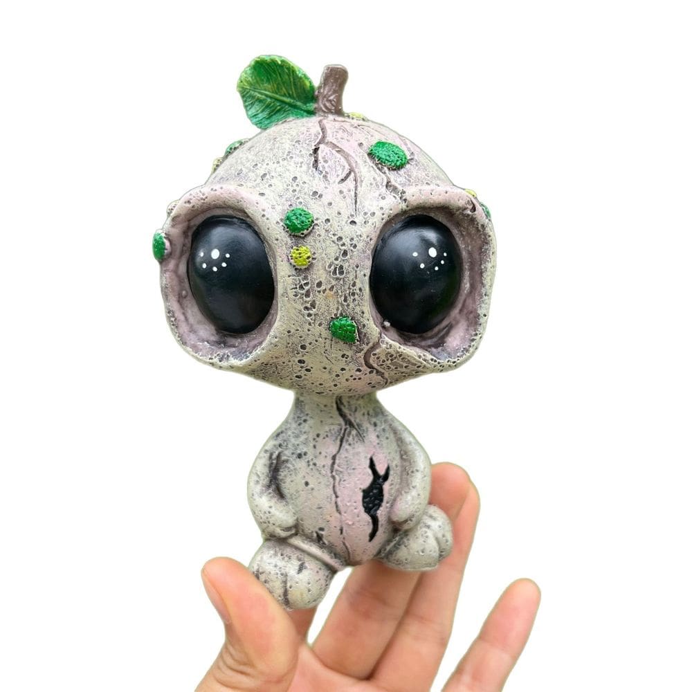 Estátua de decoração de jardim, linda resina alienígena de olhos grandes, 12,2 cm