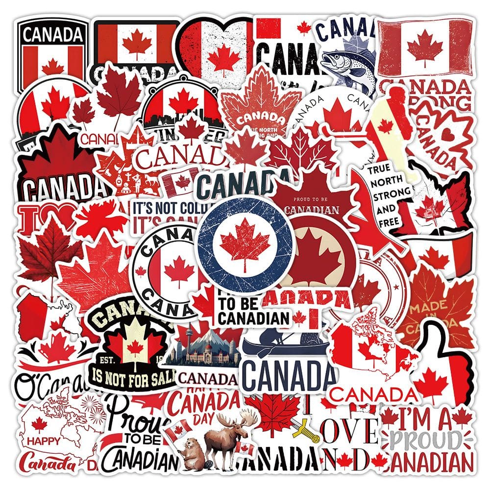 Pacote de adesivos com tema canadense, 50 unidades de decalques de grafite Maple Leaf
