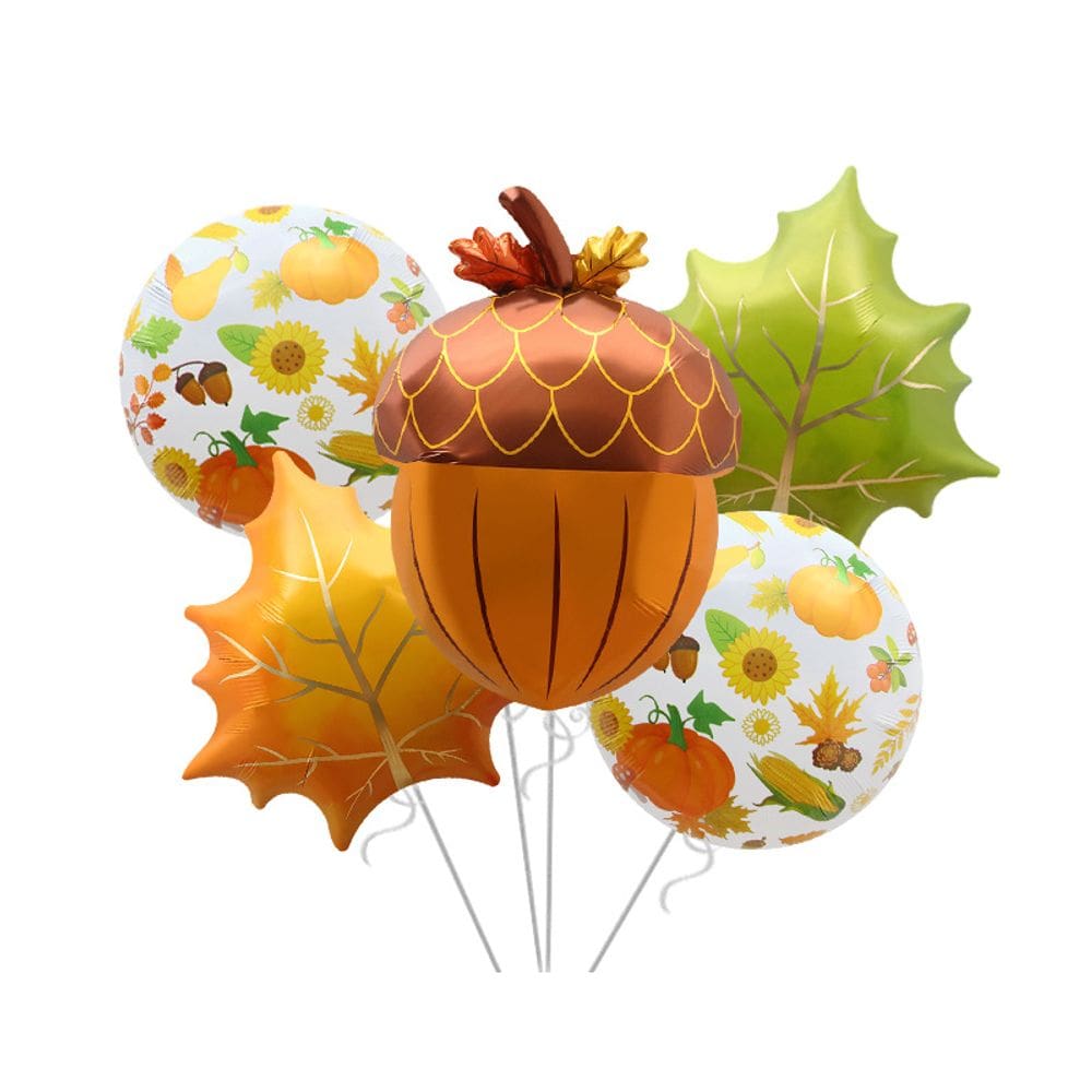 Conjunto de balões Fall Harvest, 5 peças de bolota, abóbora, folha de outono
