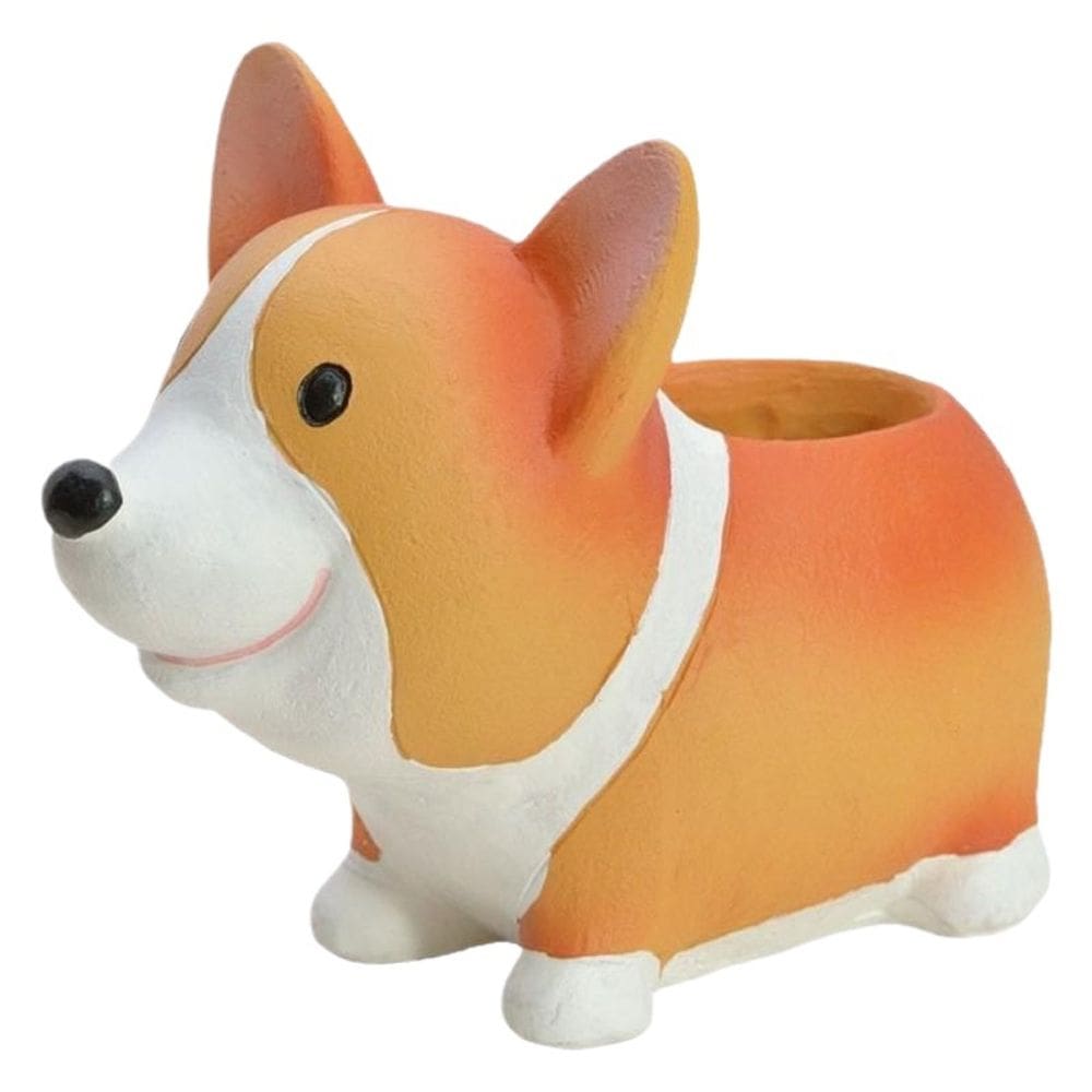 Vaso de flores em resina Corgi Cartoon Dog Animal Plant Vaso de 14,5 cm