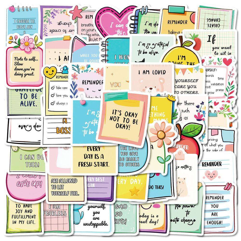Pacote de adesivos Motivational Quote, 50 unidades Colorful Inspirati