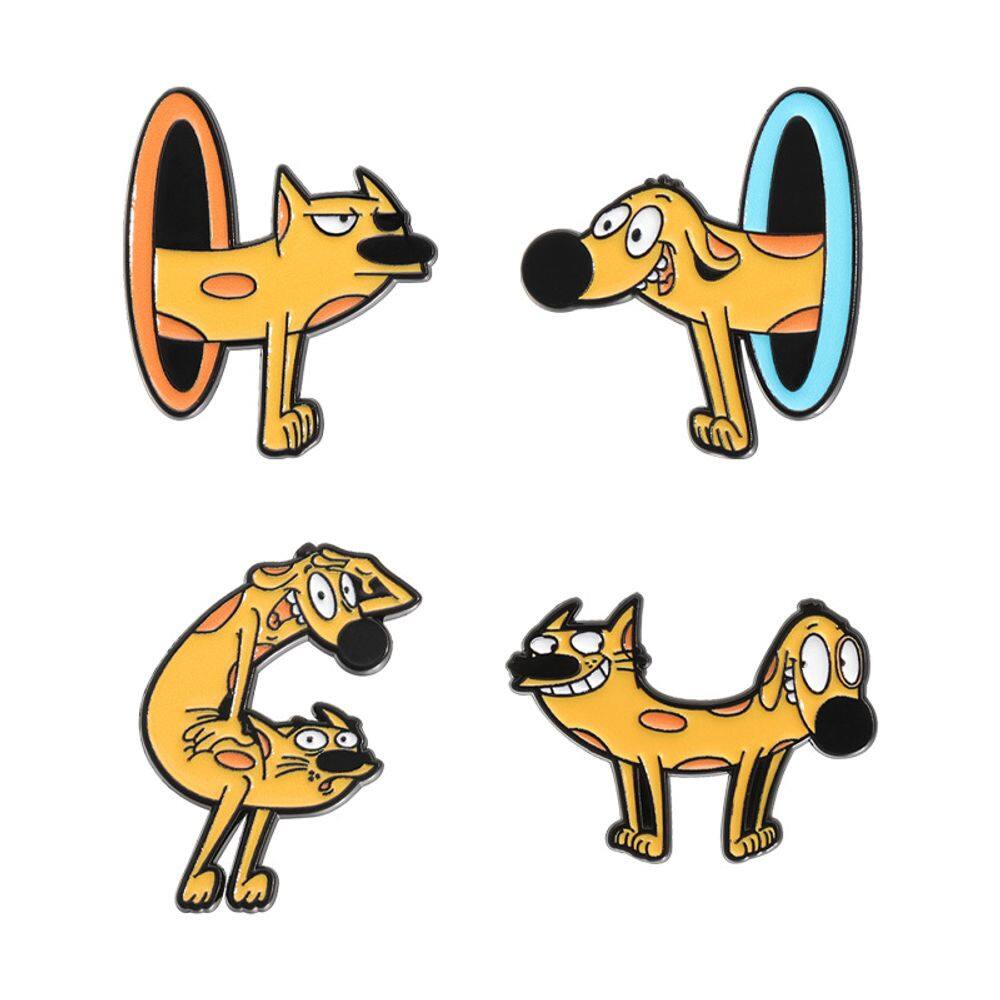 Broche Pins Creative Cartoon Cat Dog Funny Yellow Animal