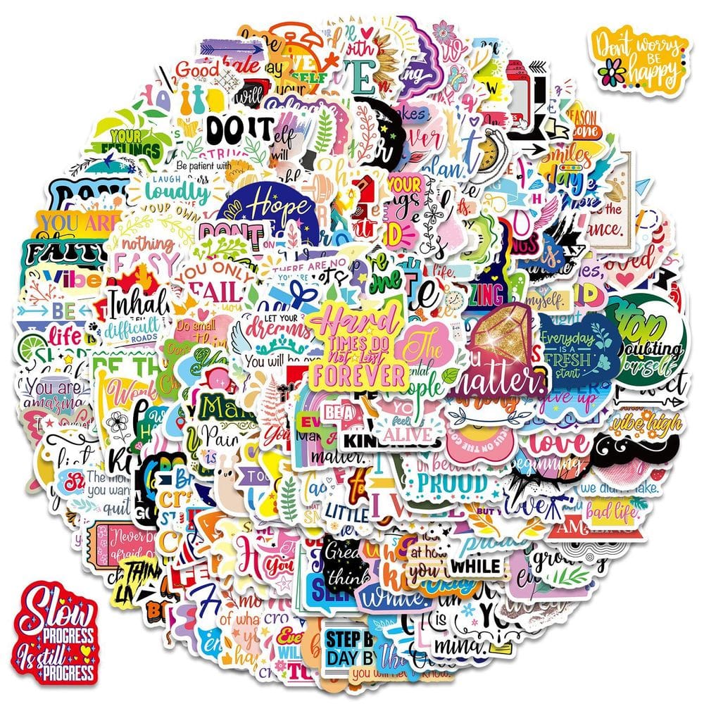 Pacote de adesivos em estilo grafite colorido com citações em inglês, 50 unidades