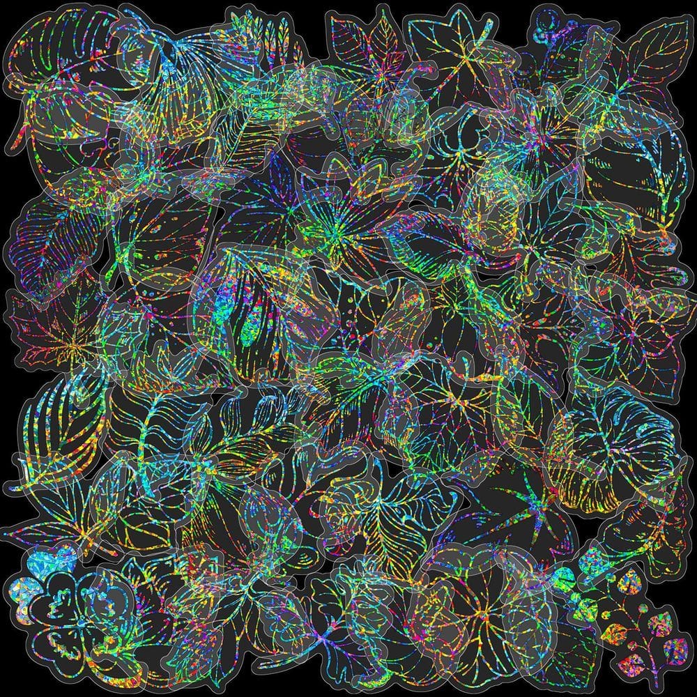 Adesivos holográficos, folha, 50 unidades, decalque colorido de vinil a laser