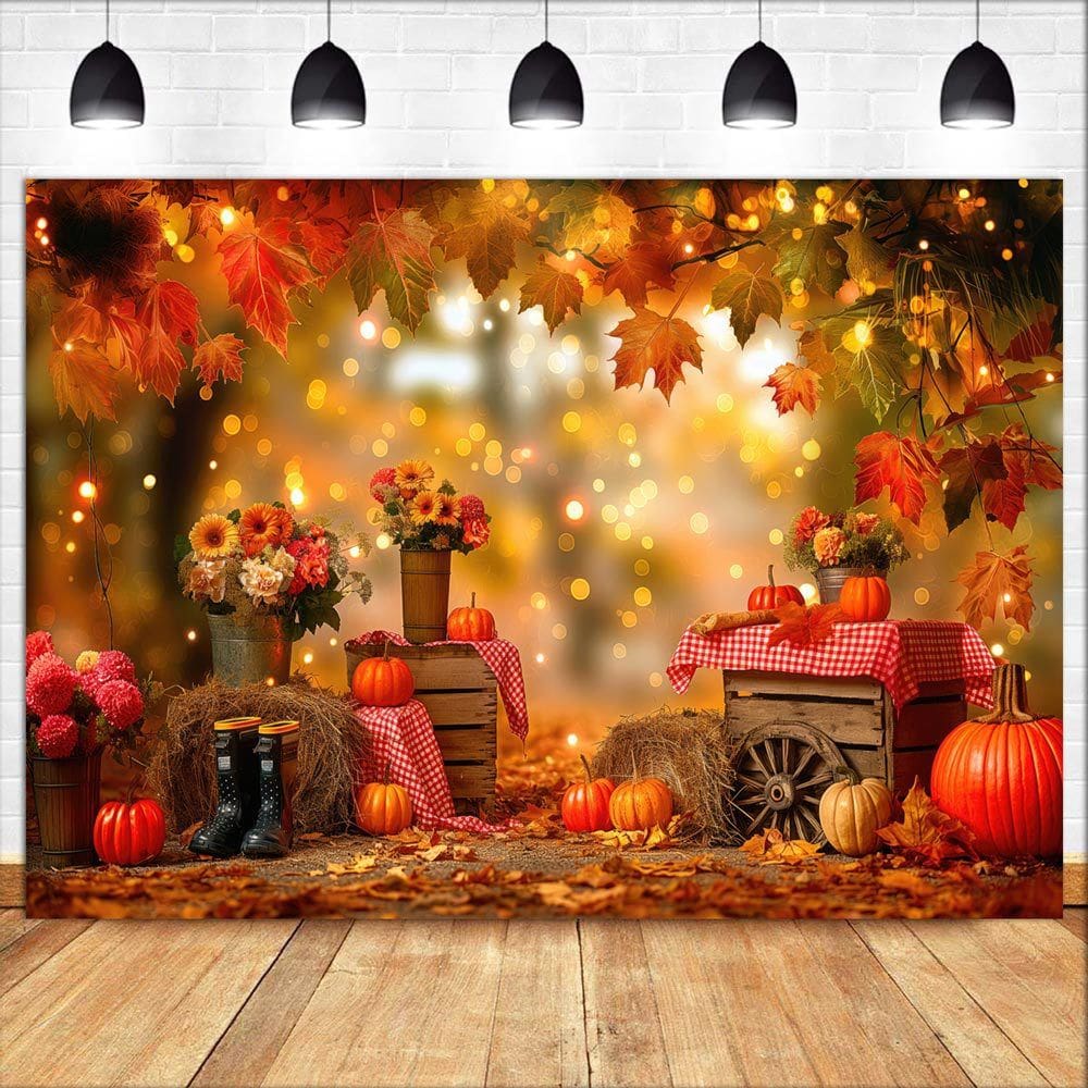 Tapeçaria pendurada na parede Outono Harvest Fall com abóboras 150x100cm