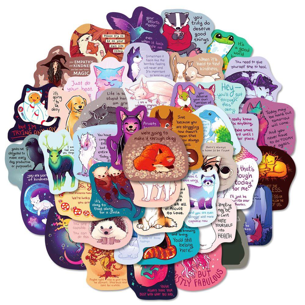 Pacote de adesivos Animal Motivational, 50 unidades — Colorful Inspirat