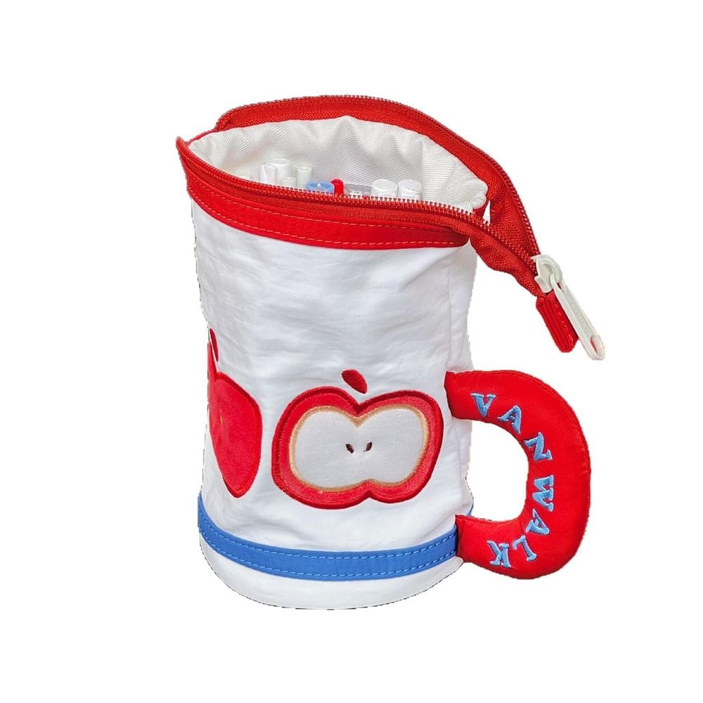 Estojo de lápis, bolsa de lona bordada com frutas vermelhas fofas