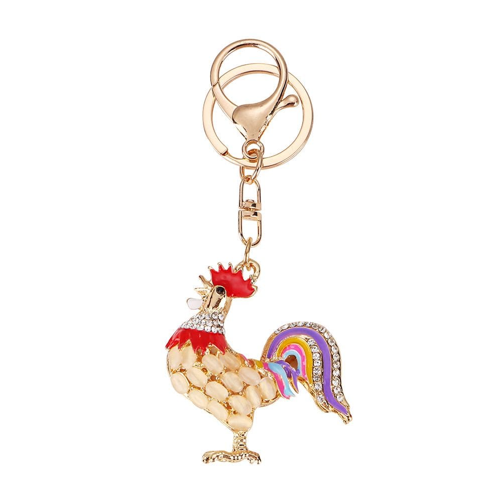 Chaveiro Colorful Rooster Crystal Strass em liga de zinco