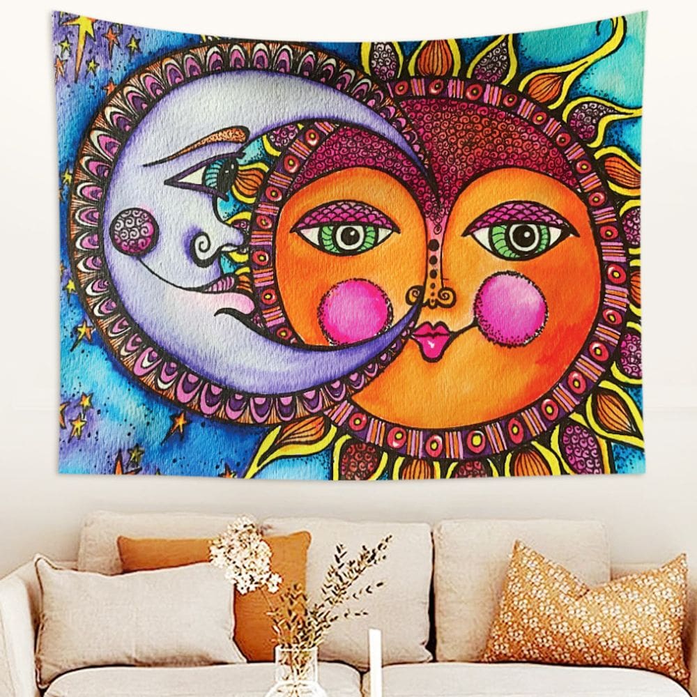 Tapeçaria Sol e Lua Flanela Boêmia 130x150cm