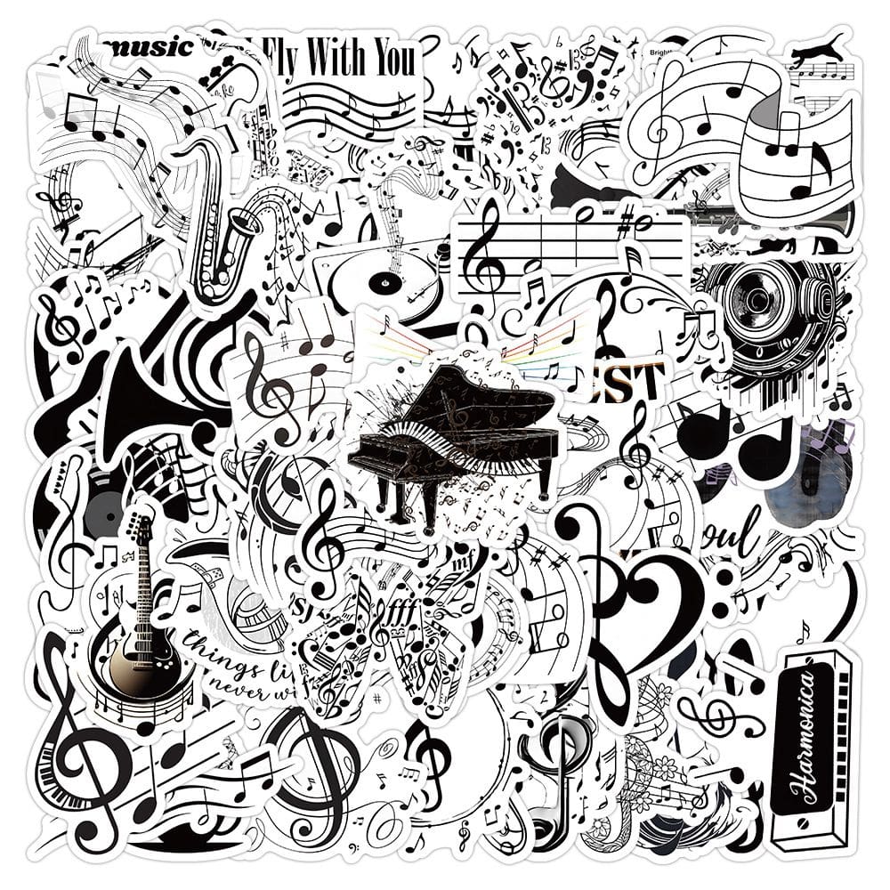 Adesivos Music Graffiti, 50 peças, decalques de vinil à prova d`água