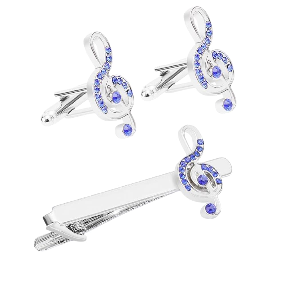 Conjunto de abotoaduras e clipes de gravata, nota musical para homens