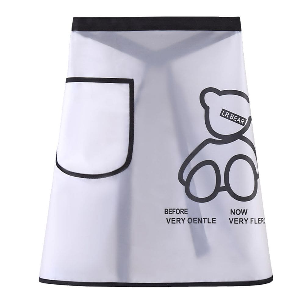 Urso de desenho animado impermeável com meio avental para mulheres na cintura de cozinha