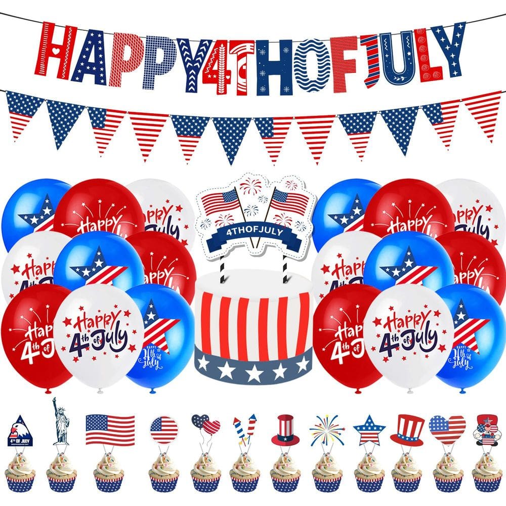 Conjunto de decorações de festa, 29 unidades, 4 de julho, tema patriótico dos EUA