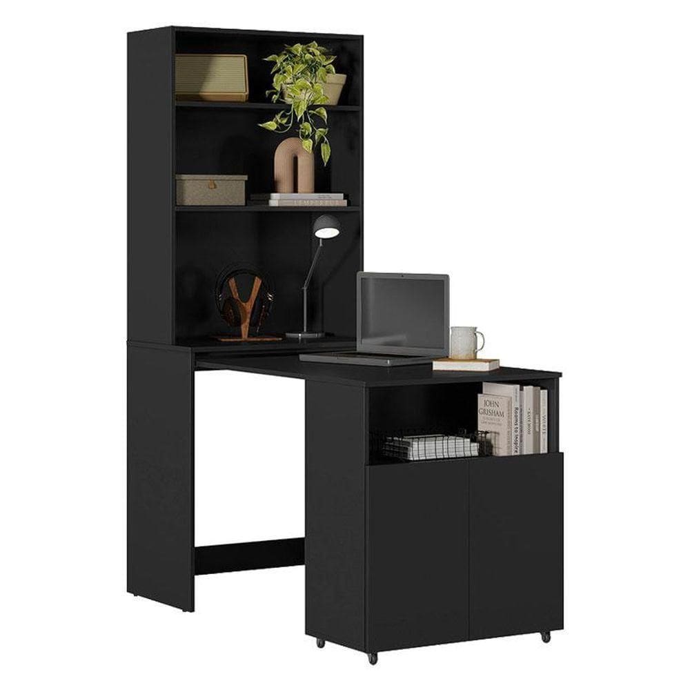 Armário Multifuncional Com Escrivaninha Retrátil Duo Preto - Kits Paraná