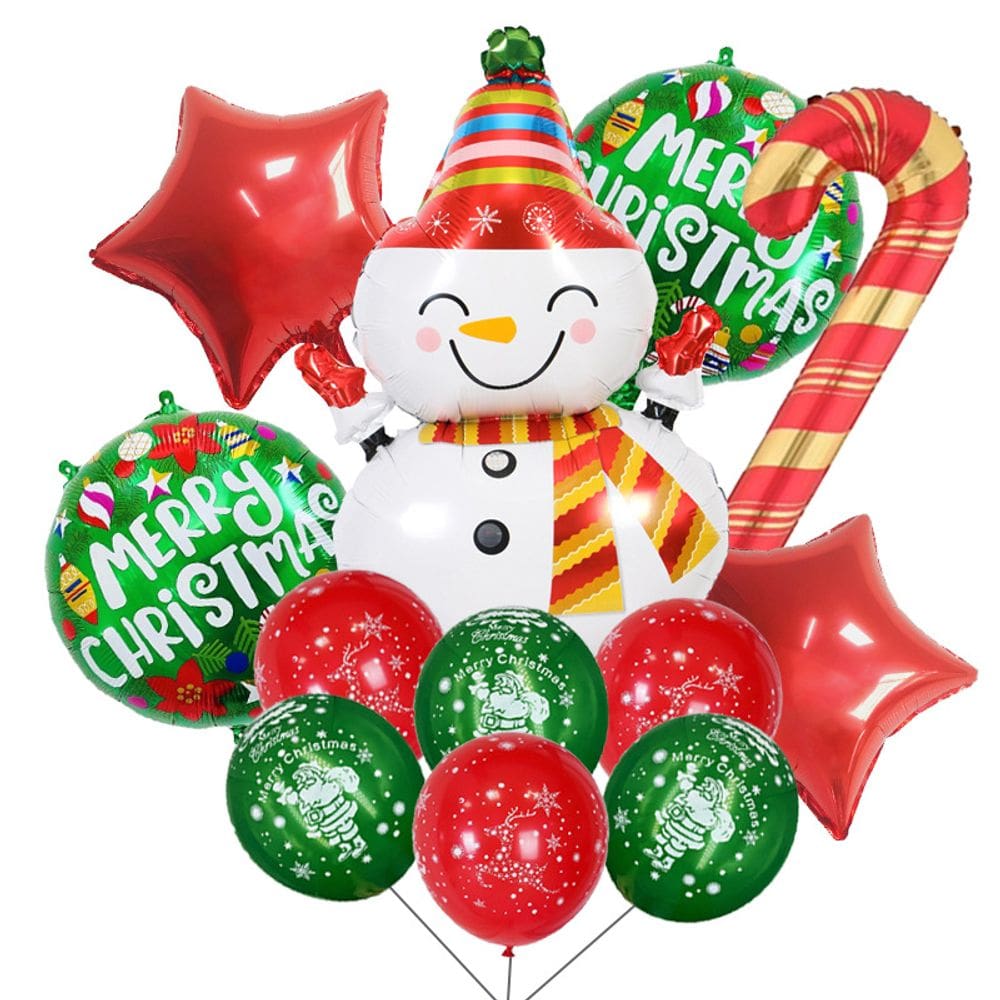 Conjunto de balões de festa de Natal, 12 peças de boneco de neve, Santa Candy Cane