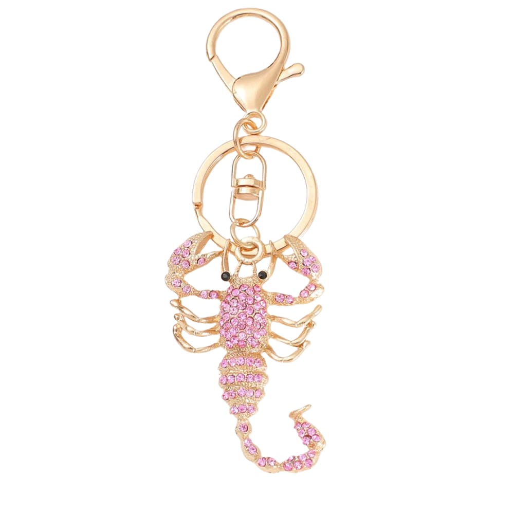 Chaveiro Pink Scorpion com strass, liga de zinco
